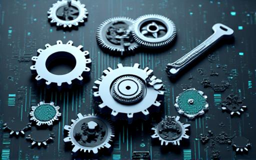 Gears and tools symbolizing IT support.